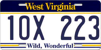 WV license plate 1OX223
