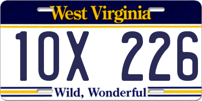 WV license plate 1OX226
