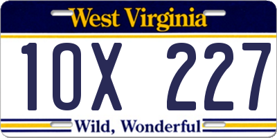 WV license plate 1OX227