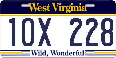WV license plate 1OX228