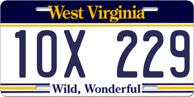 WV license plate 1OX229