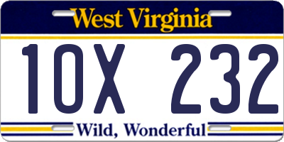 WV license plate 1OX232