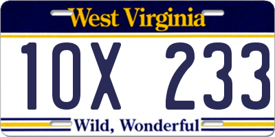 WV license plate 1OX233