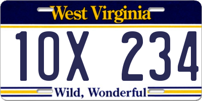 WV license plate 1OX234