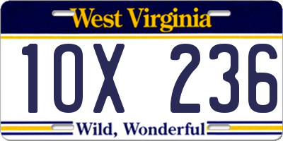 WV license plate 1OX236