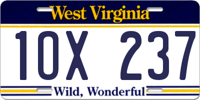 WV license plate 1OX237