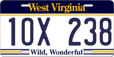 WV license plate 1OX238