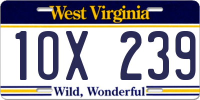 WV license plate 1OX239