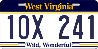 WV license plate 1OX241