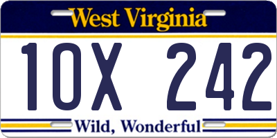 WV license plate 1OX242