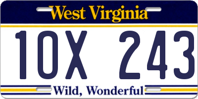 WV license plate 1OX243