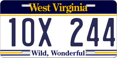 WV license plate 1OX244