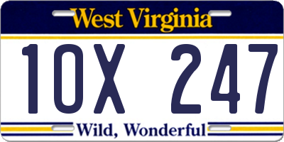 WV license plate 1OX247