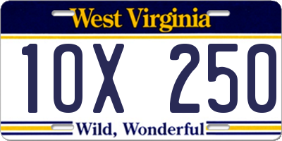 WV license plate 1OX250