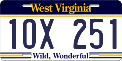 WV license plate 1OX251