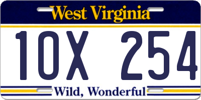 WV license plate 1OX254