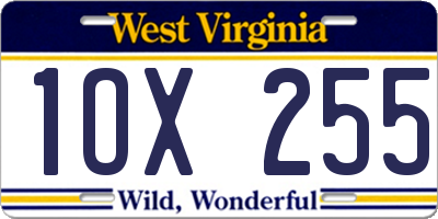 WV license plate 1OX255