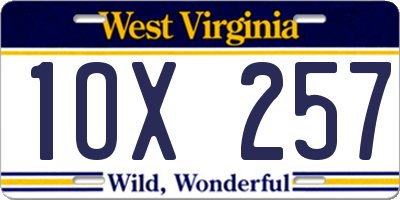 WV license plate 1OX257