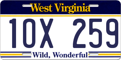 WV license plate 1OX259