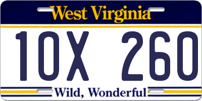 WV license plate 1OX260