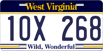 WV license plate 1OX268