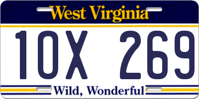 WV license plate 1OX269