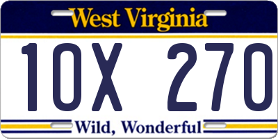 WV license plate 1OX270