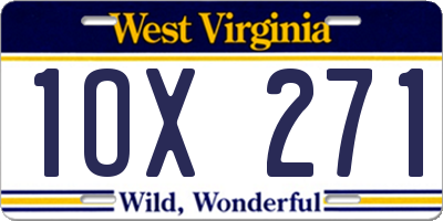 WV license plate 1OX271