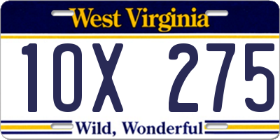 WV license plate 1OX275