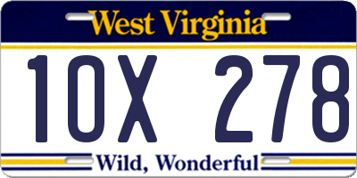 WV license plate 1OX278