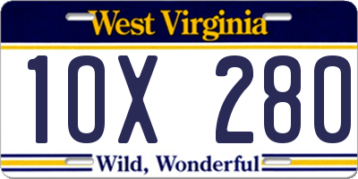 WV license plate 1OX280
