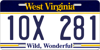 WV license plate 1OX281