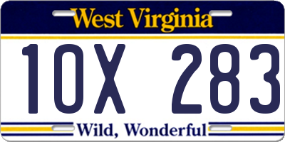WV license plate 1OX283