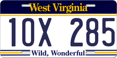 WV license plate 1OX285