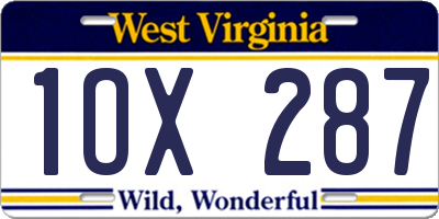 WV license plate 1OX287