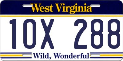 WV license plate 1OX288