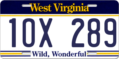WV license plate 1OX289