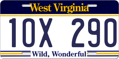 WV license plate 1OX290