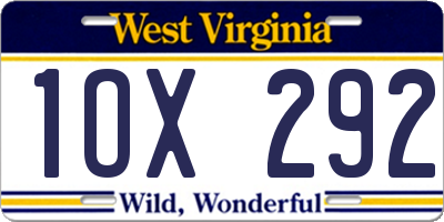 WV license plate 1OX292