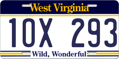 WV license plate 1OX293