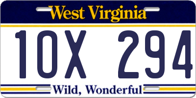 WV license plate 1OX294