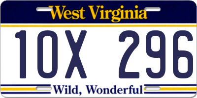 WV license plate 1OX296