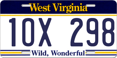 WV license plate 1OX298