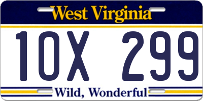 WV license plate 1OX299