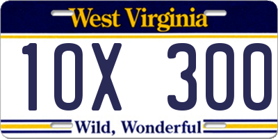 WV license plate 1OX300