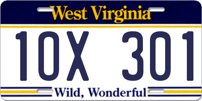 WV license plate 1OX301