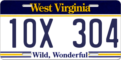 WV license plate 1OX304
