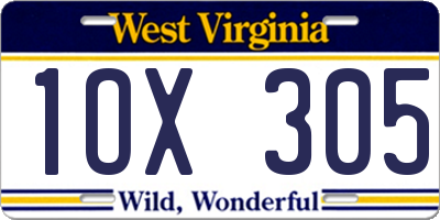 WV license plate 1OX305