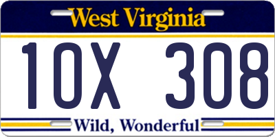 WV license plate 1OX308