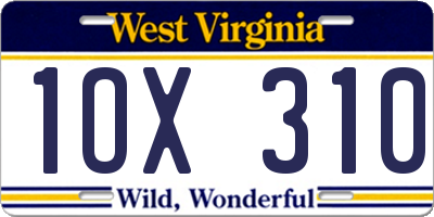WV license plate 1OX310